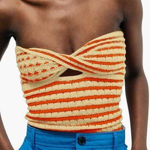 Amazon Yellow Striped Crop Top